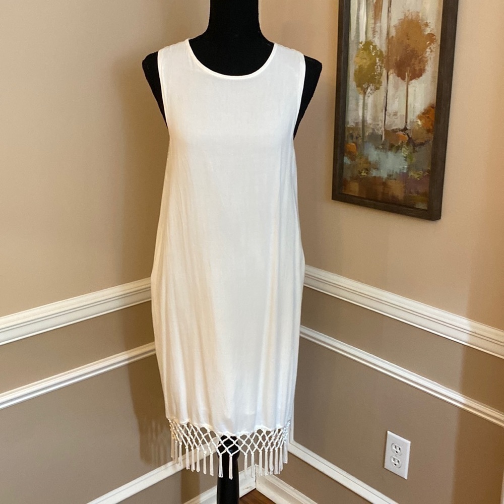 Mudpie Lined Sleeveless Dress with Tassels Medium EUC